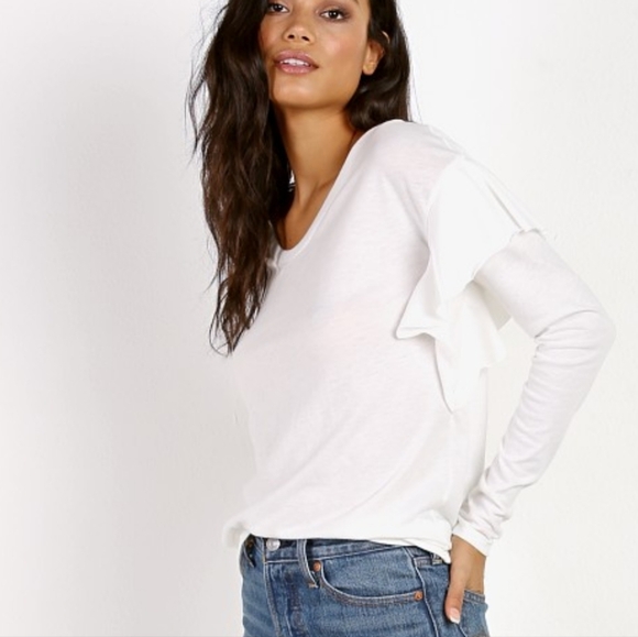 Nation LTD Gray Long Sleeve Ruffle Tee - Picture 11 of 12